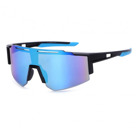 Sportowe okulary przeciwsłoneczne lustrzanki z filtrem UV400 czarne/niebieskie SVM-11
